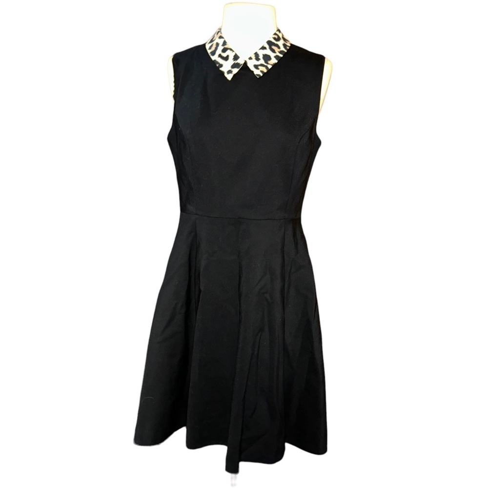 Kate Spade Rissa Leopard Collar Skater Dress Cocktail Party size 10 fit n flare